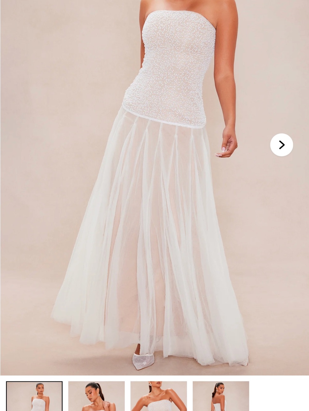 Fashion Nova Ivory Strapless Tulle Maxi Skirt